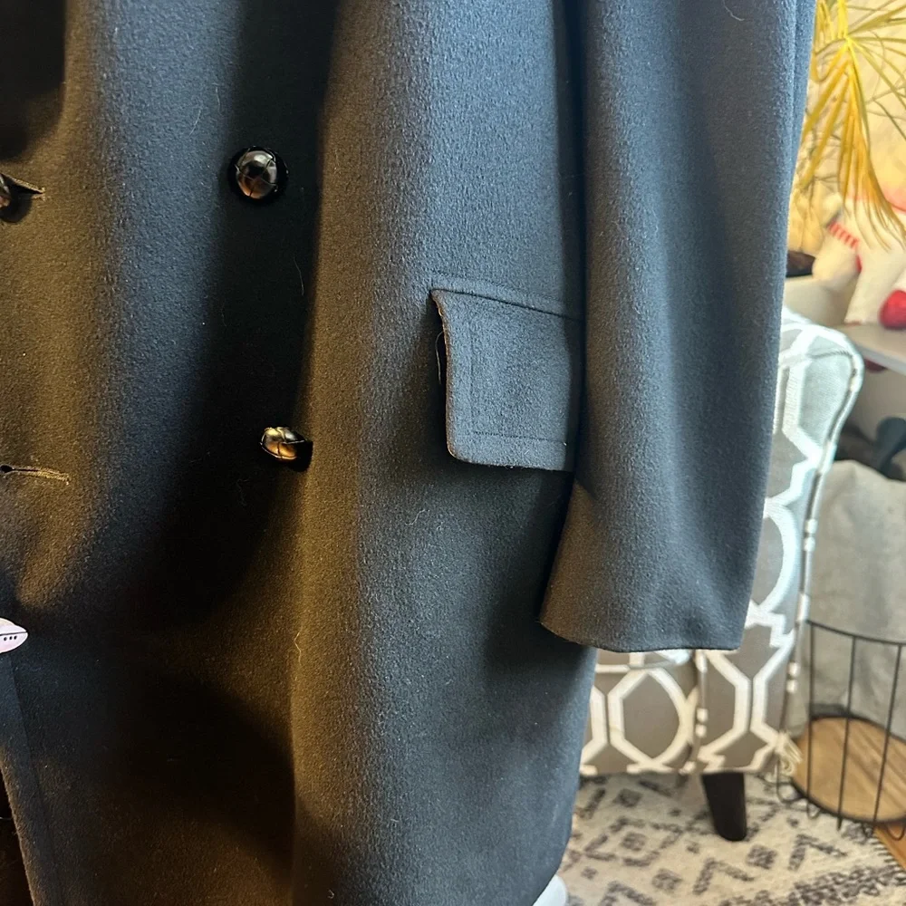 VTG Companion Wool Outercoat w/faux fur collar and faux & lining. Men’s XL Blk - Picture 5 of 14